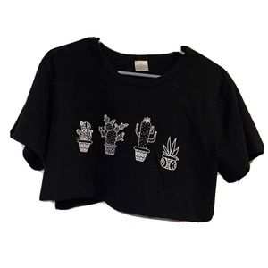 Black Cactus Crop Top